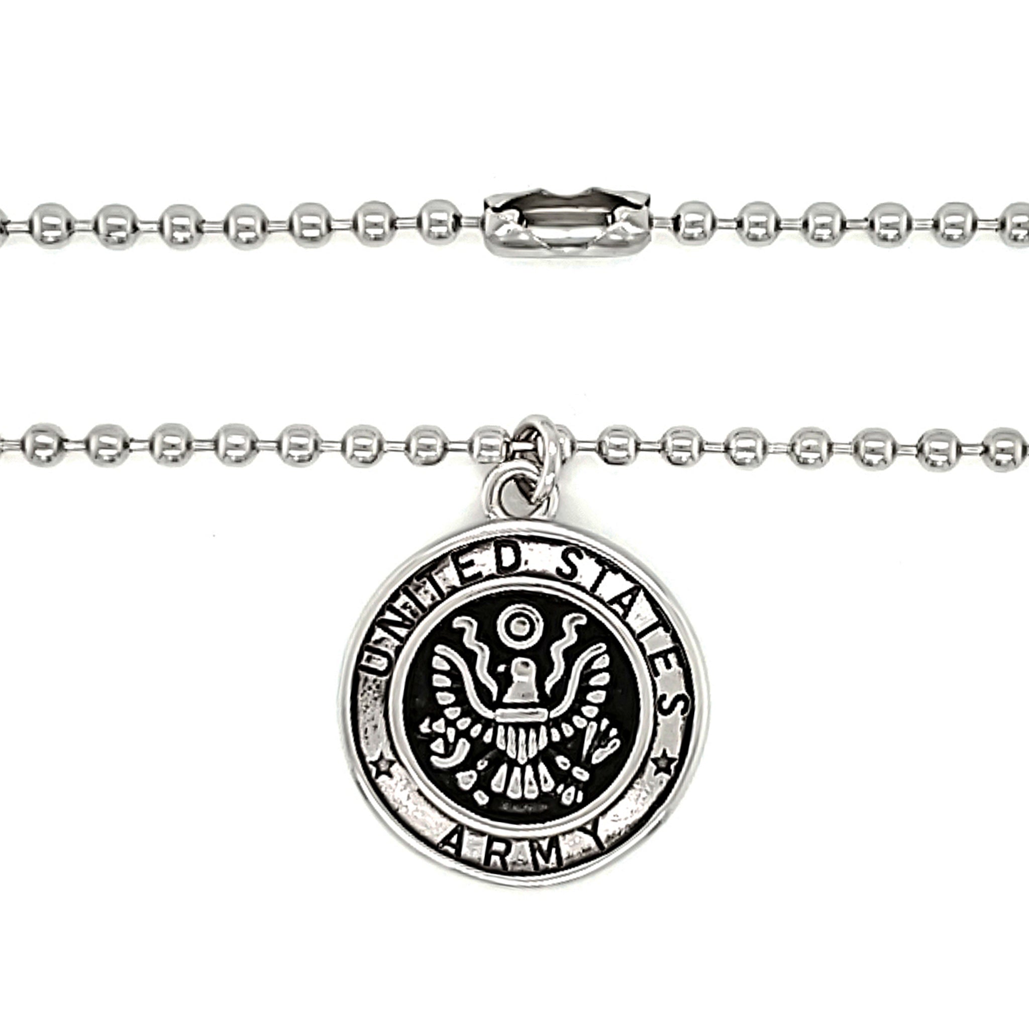 Stainless Steel United States Army Polished Pendant with Ball Chain / CHJ4072、mySite、dreamappss