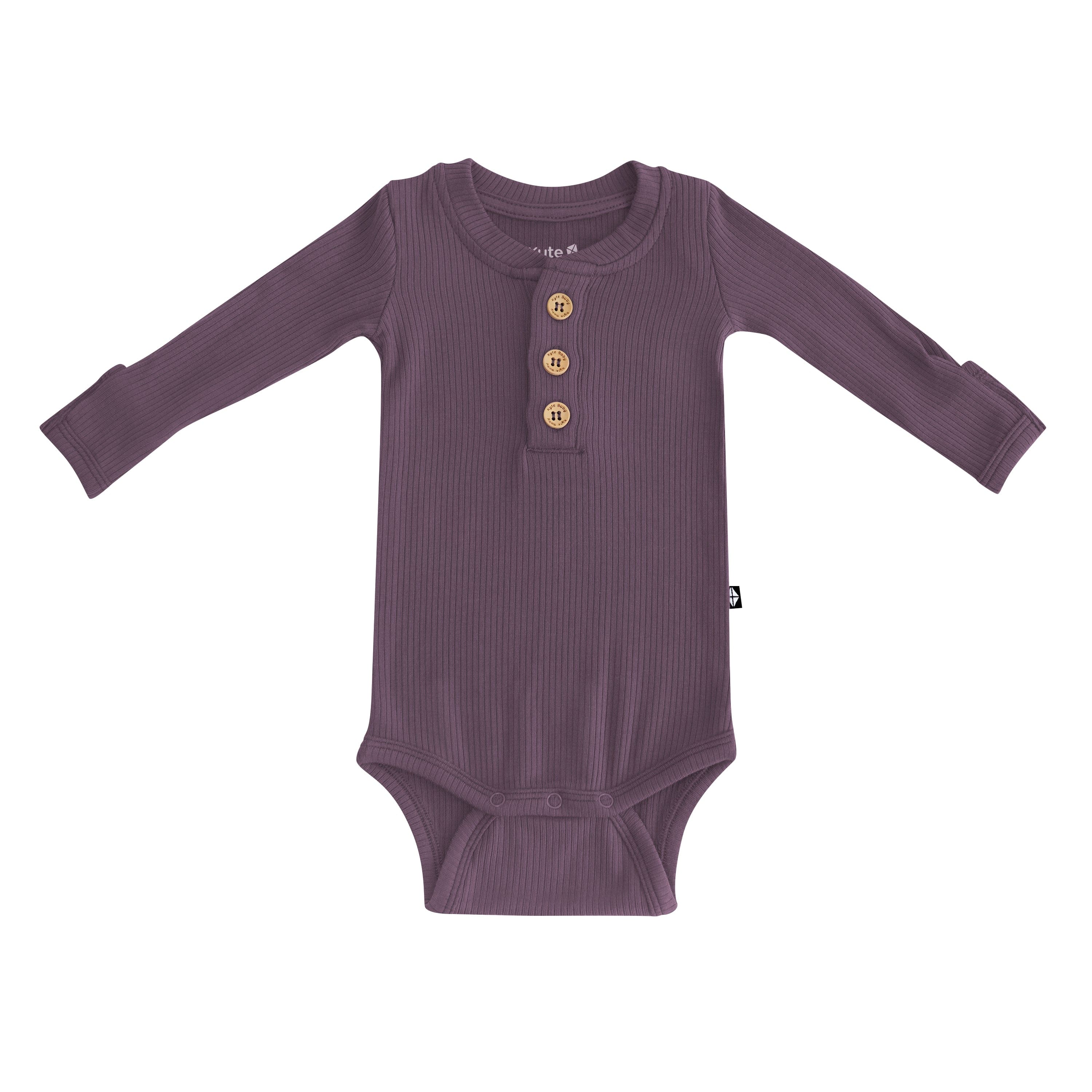  Ribbed Long Sleeve Henley Bodysuit in Currant、mySite、layawaytickets