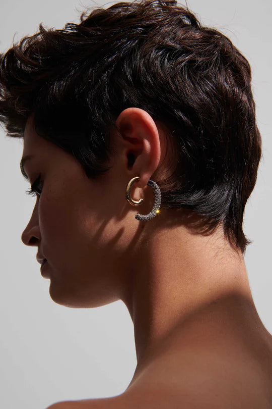 Demarson Pave Luna Earrings, Available in 2 Sizes、mySite、noshort