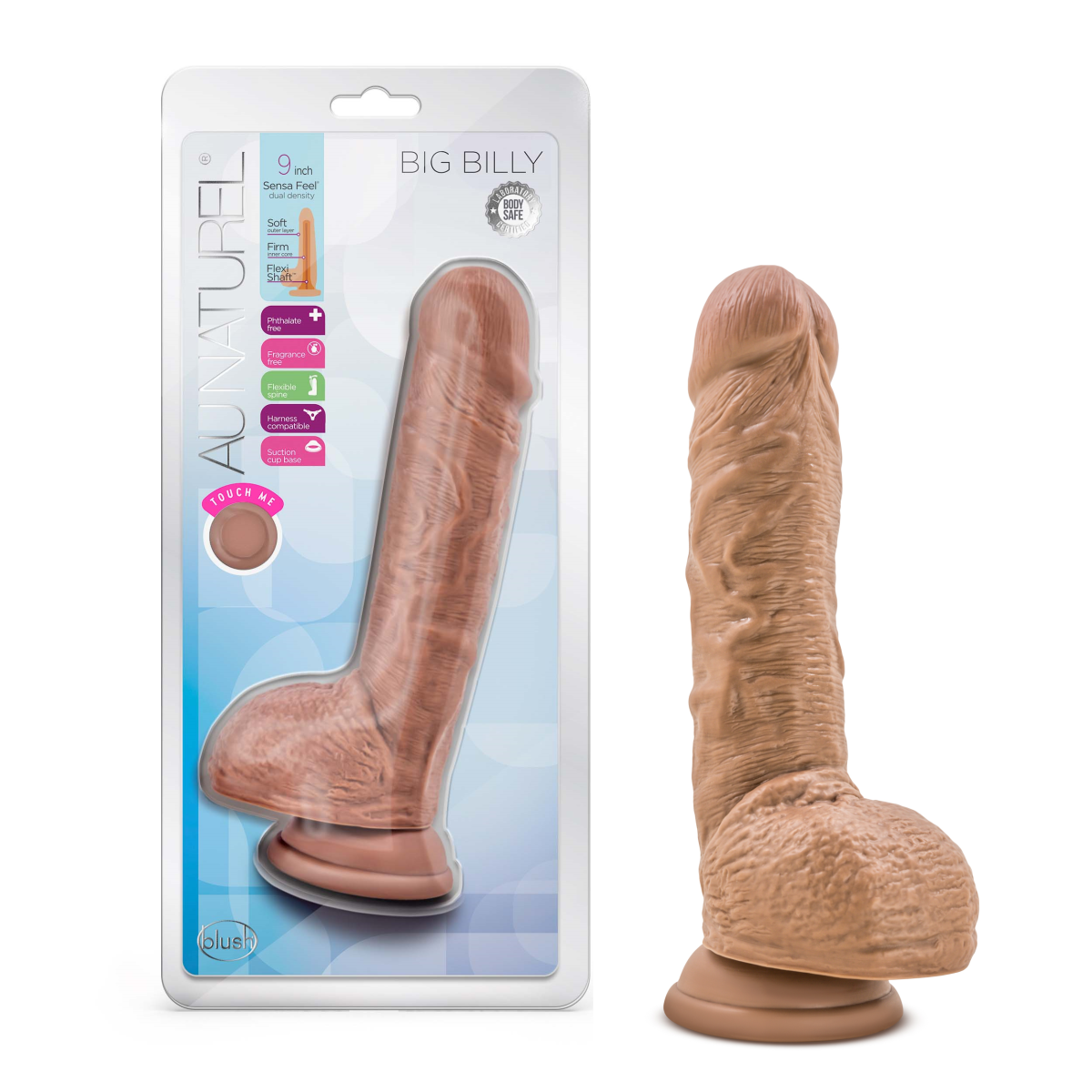 Au Naturel By Blush® | Big Billy Realistic Mocha 9-Inch Long Dildo With Balls & Suction Cup Base、mySite、bottomscart