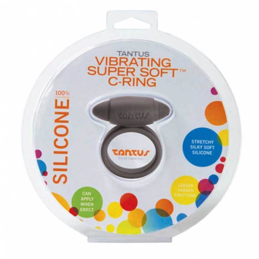 Tantus Silicone Vibrating Cock Ring Super Soft Black C-Ring for Men、mySite、bottomscart