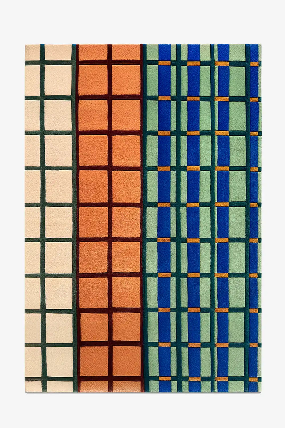 Mid-Century Multicolor Grid Tufted Wool Rug、mySite、gigharbornorthrealestate