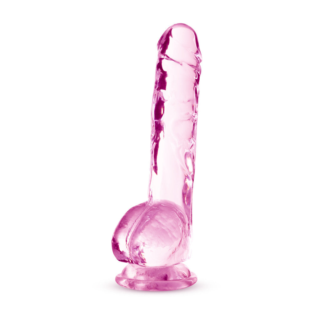 Naturally Yours By Blush® | Realistic Rose 8-Inch Long Dildo With Balls & Suction Cup Base、mySite、bottomscart