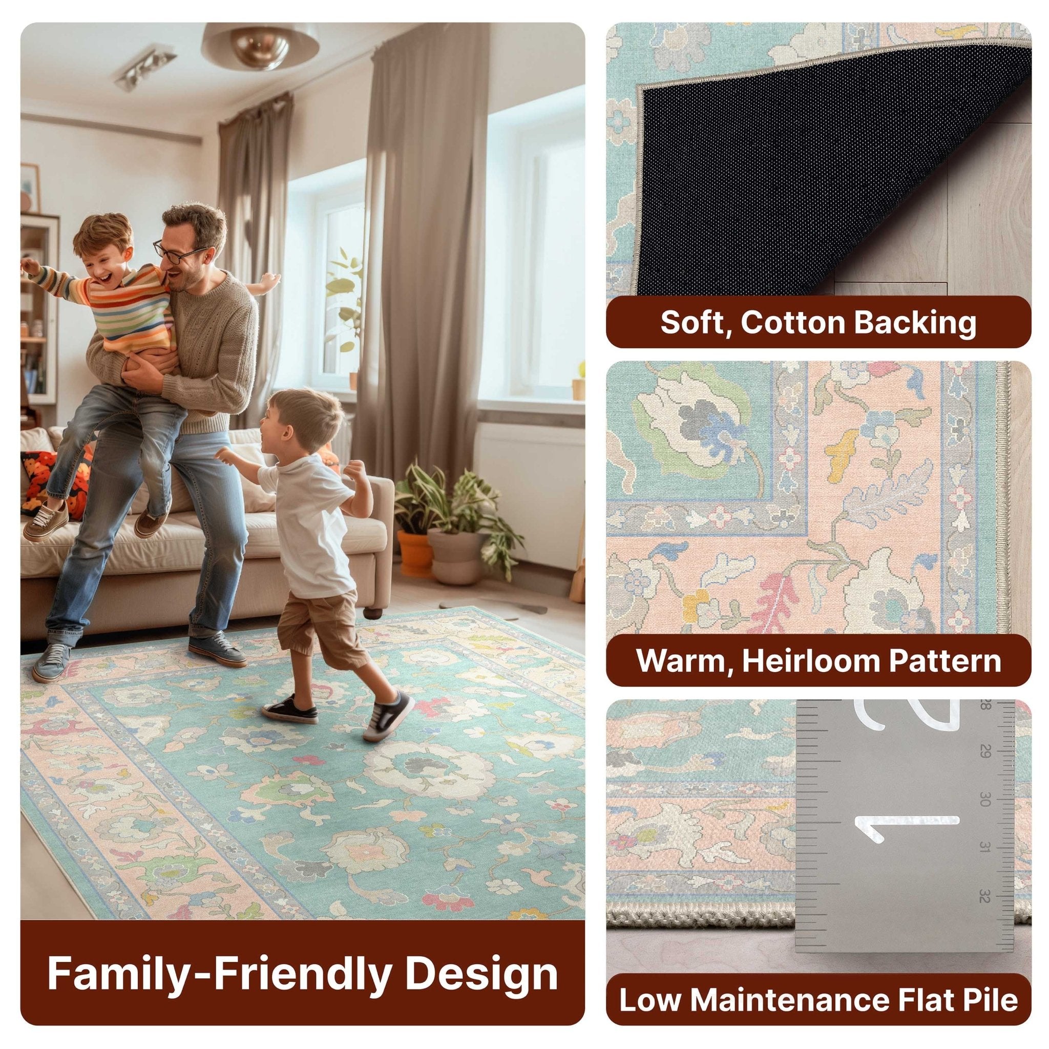 Konya Updated Traditional Oriental Pastel Rug for Living Room Bedroom Dining Room ,Easy Clean、mySite、gigharbornorthrealestate