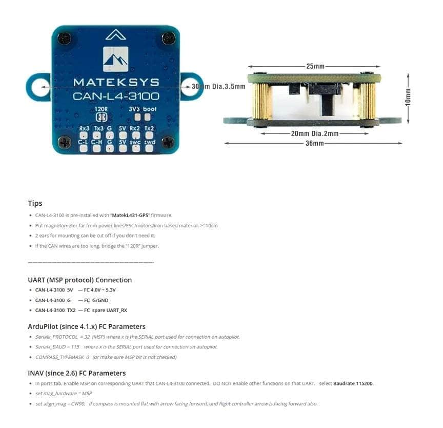 MATEKSYS AP_Periph CAN Magnetometer - RM3100