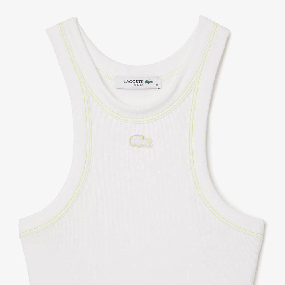 Lacoste Women's Slim Fit Modal Rib Tank - White