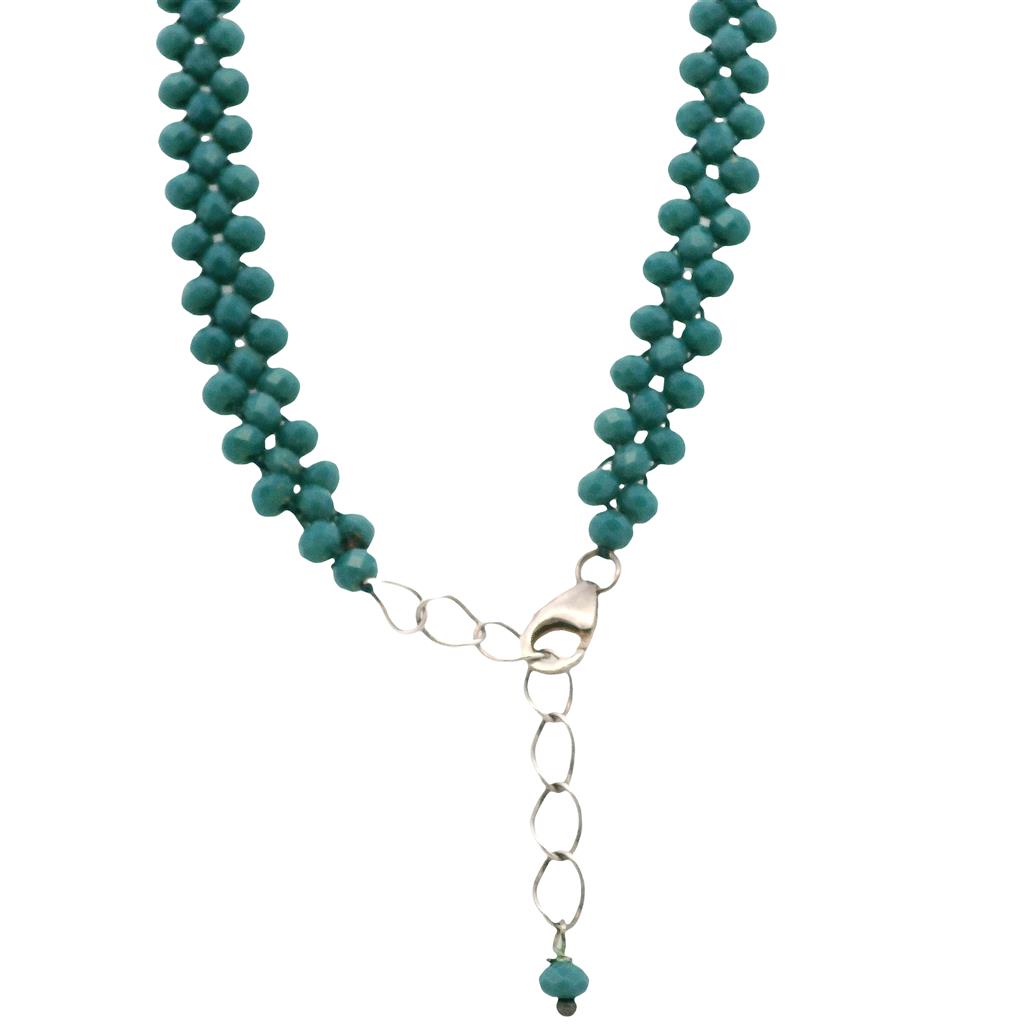  Estate Sterling Silver Braided Turquoise Bead Necklace