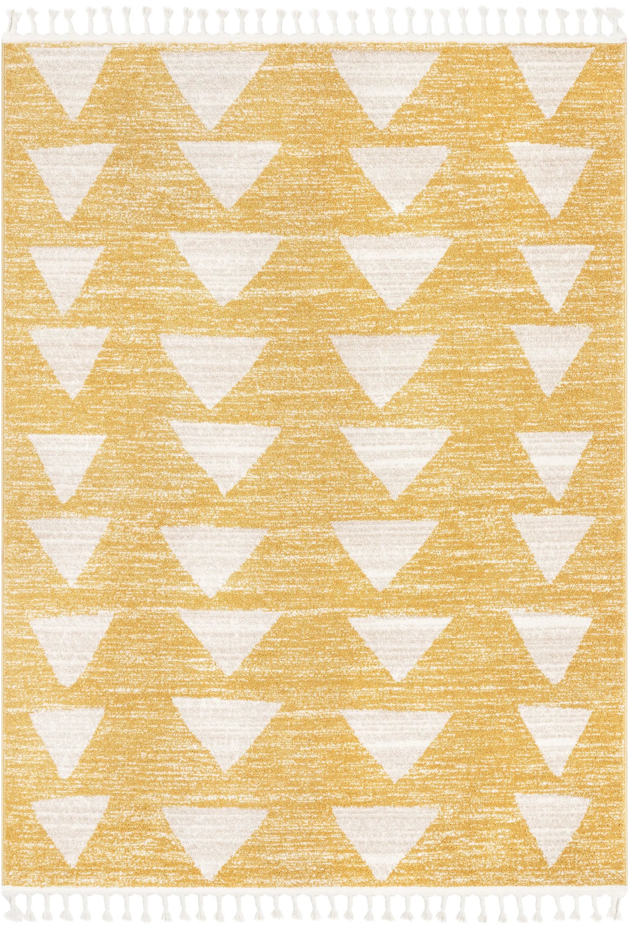 Triangles Modern Geometric Pattern Yellow Kids Rug、mySite、gigharbornorthrealestate