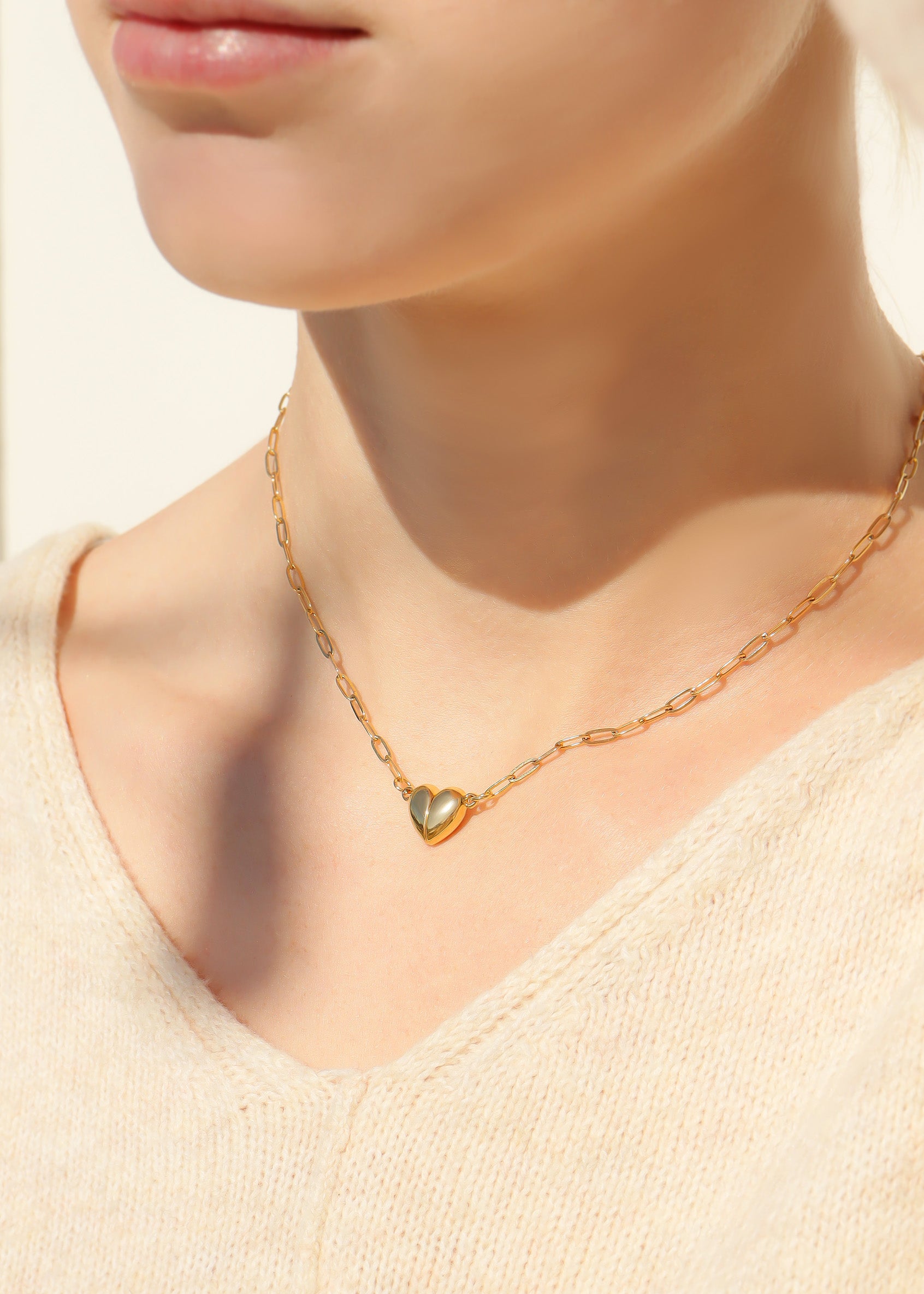 18K Gold PVD Stainless Steel Heart Magnetic Clasp / SBB0328、mySite、dreamappss