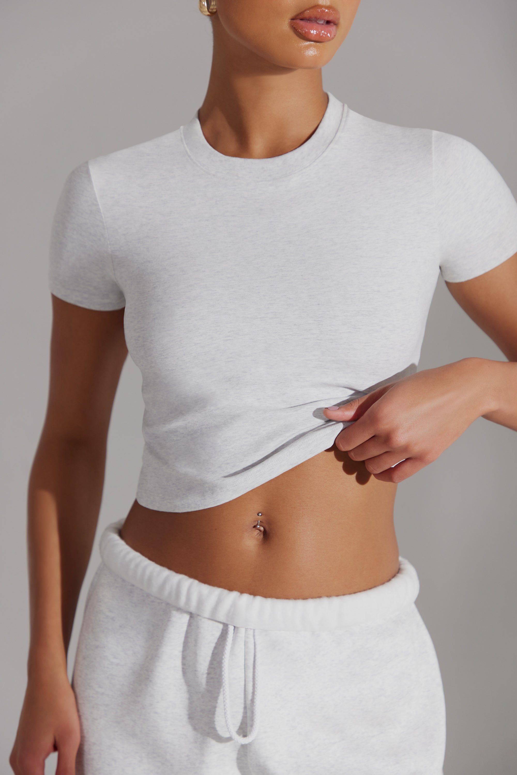 Cap Sleeve Baby Tee in Heather Grey、mySite、solidvoid