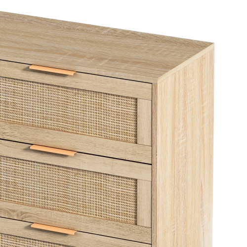 51.18"6-Drawers Rattan Storage Cabinet Rattan Drawer,for Bedroom,Living Room,Natural (Same SKU:W757P198980)、、casual