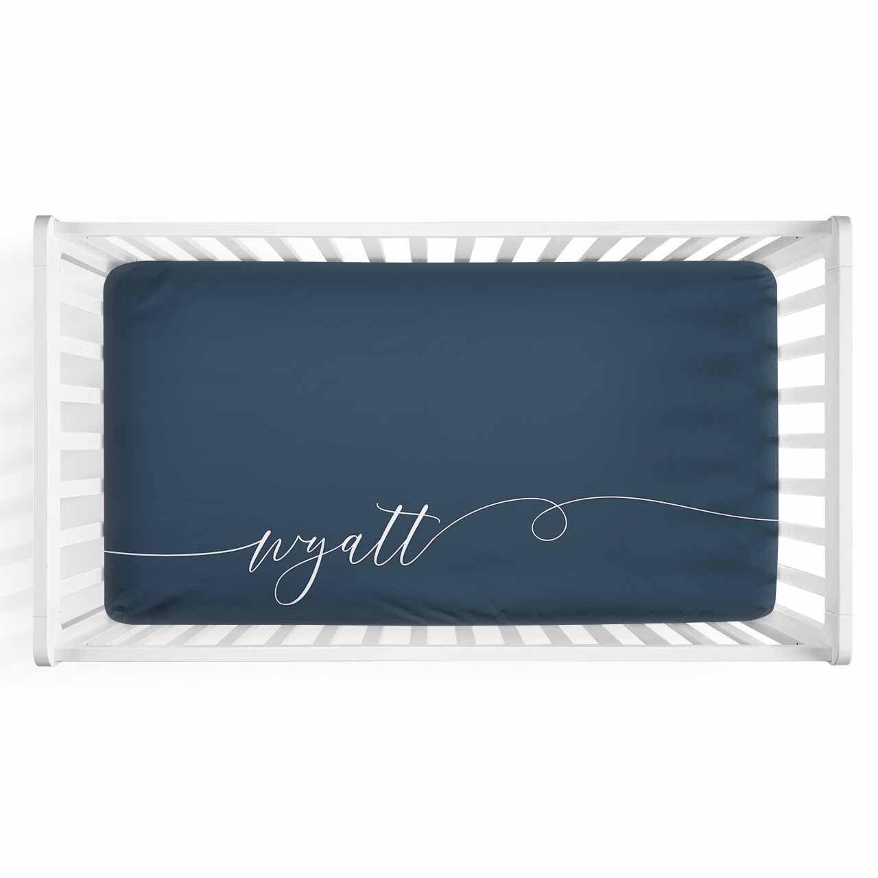  Color Story | Dark Navy Personalized Crib Sheet、mySite、layawaytickets
