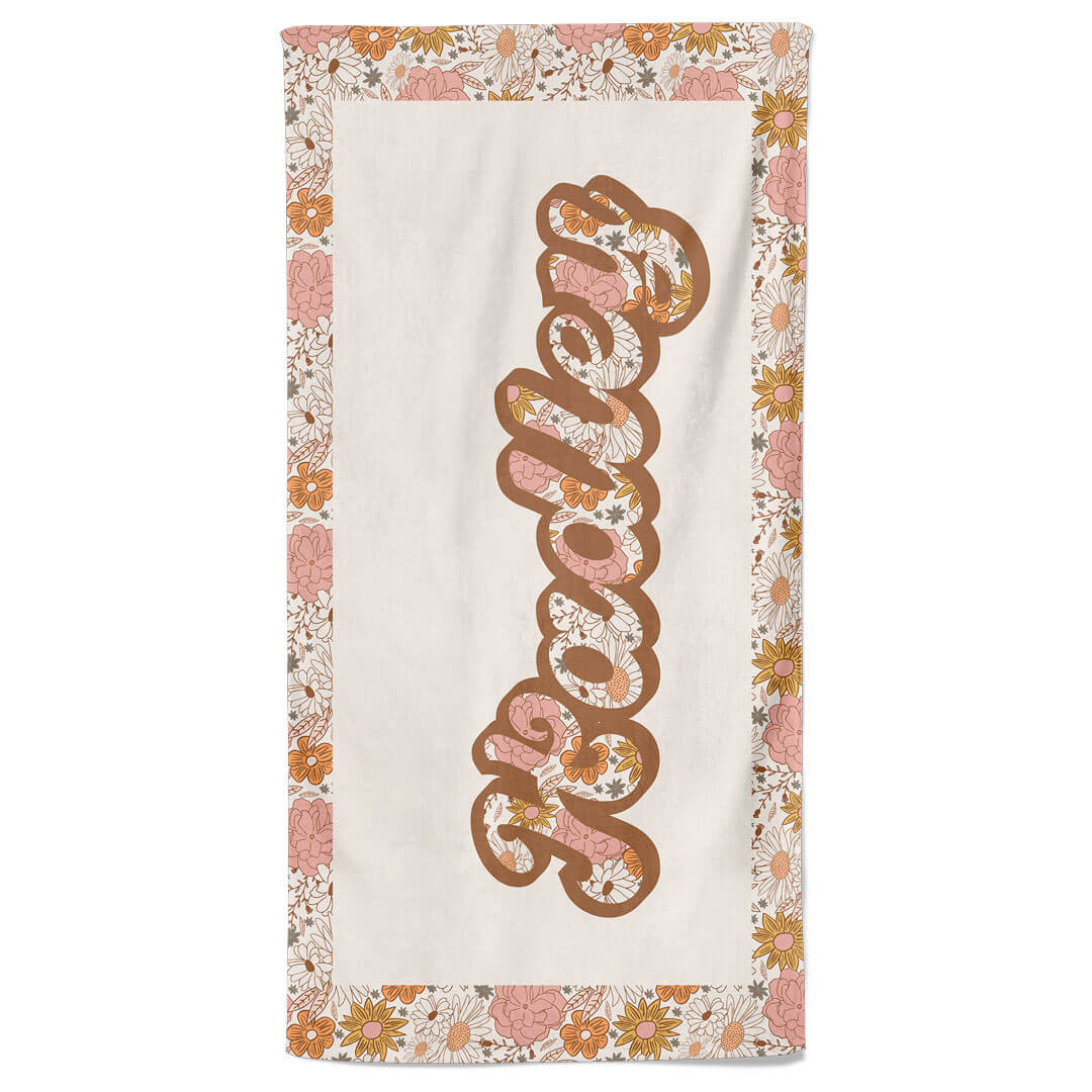  Boho Floral Personalized Kids Beach Towel | Floral Name、mySite、layawaytickets