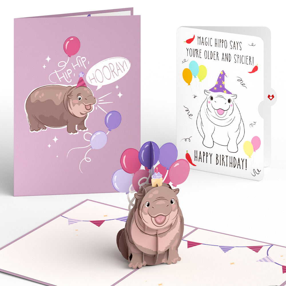 Baby Pygmy Birthday with Magic Hippo Pop-Up Card and Sentiment Set、mySite、solidvoid