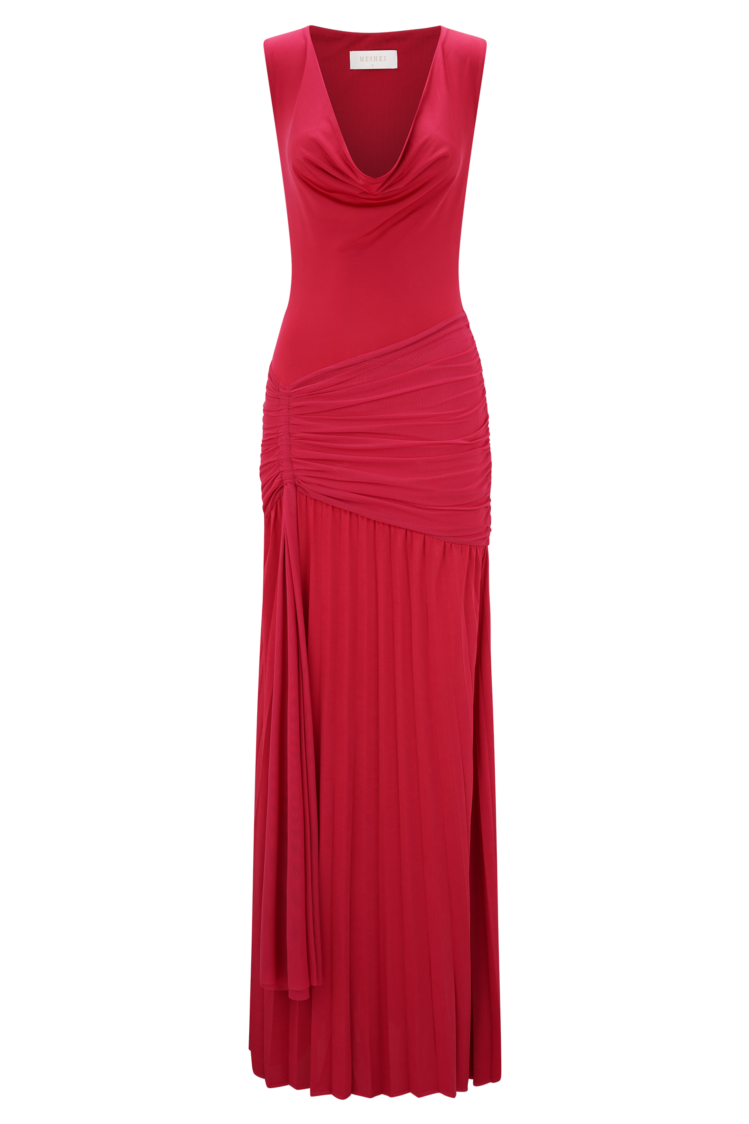Dania Cowl Neck Slinky Maxi Dress - Fuchsia Pink、mySite、solidvoid