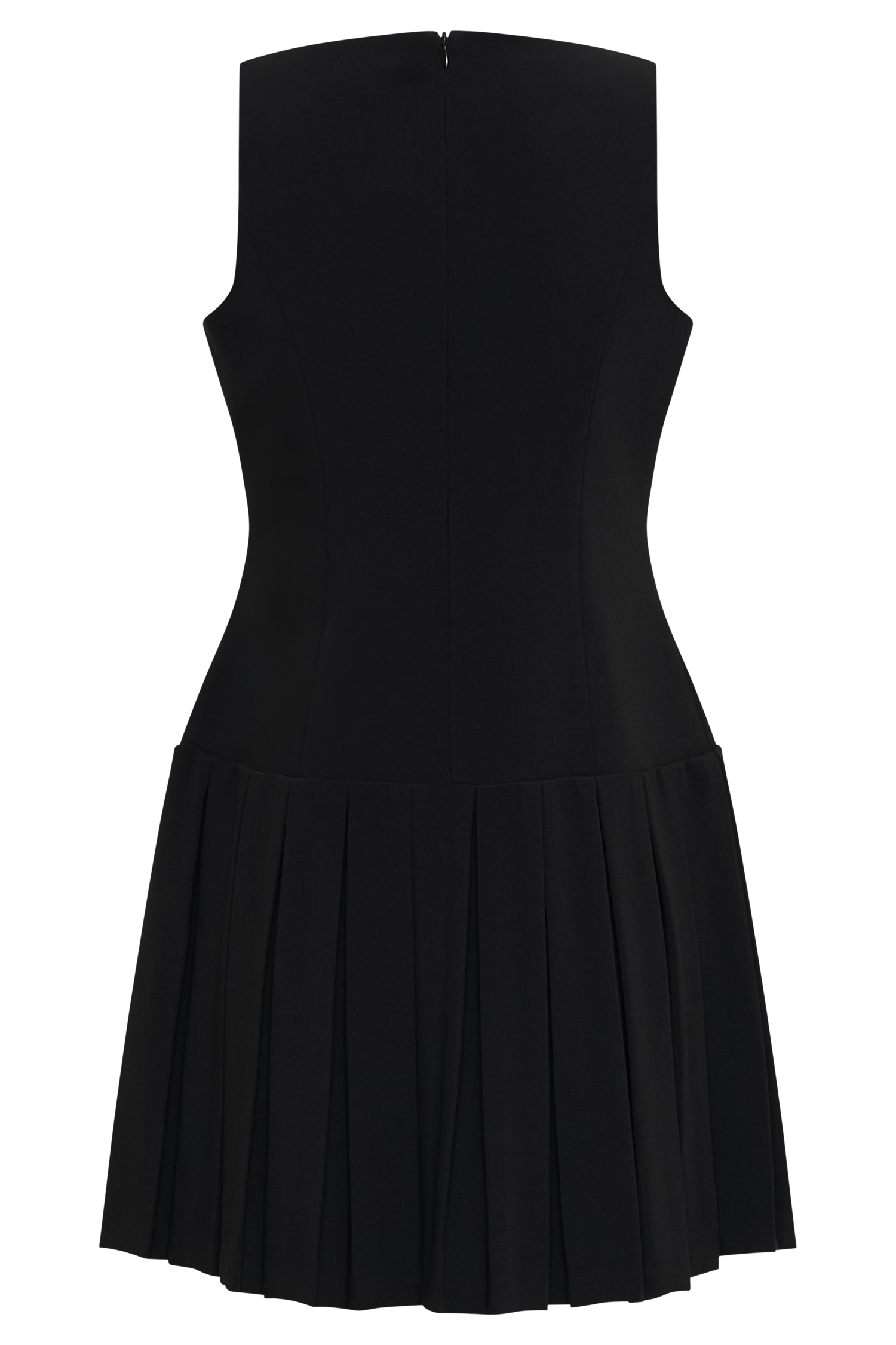 Mackenzie Sleeveless Pleated Mini Dress - Black、mySite、solidvoid
