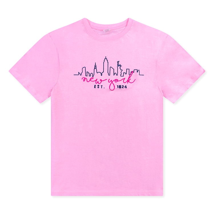 Script Skyline NEW YORK Embroidered T-Shirt (4 Colors)、mySite、vikingsvslions