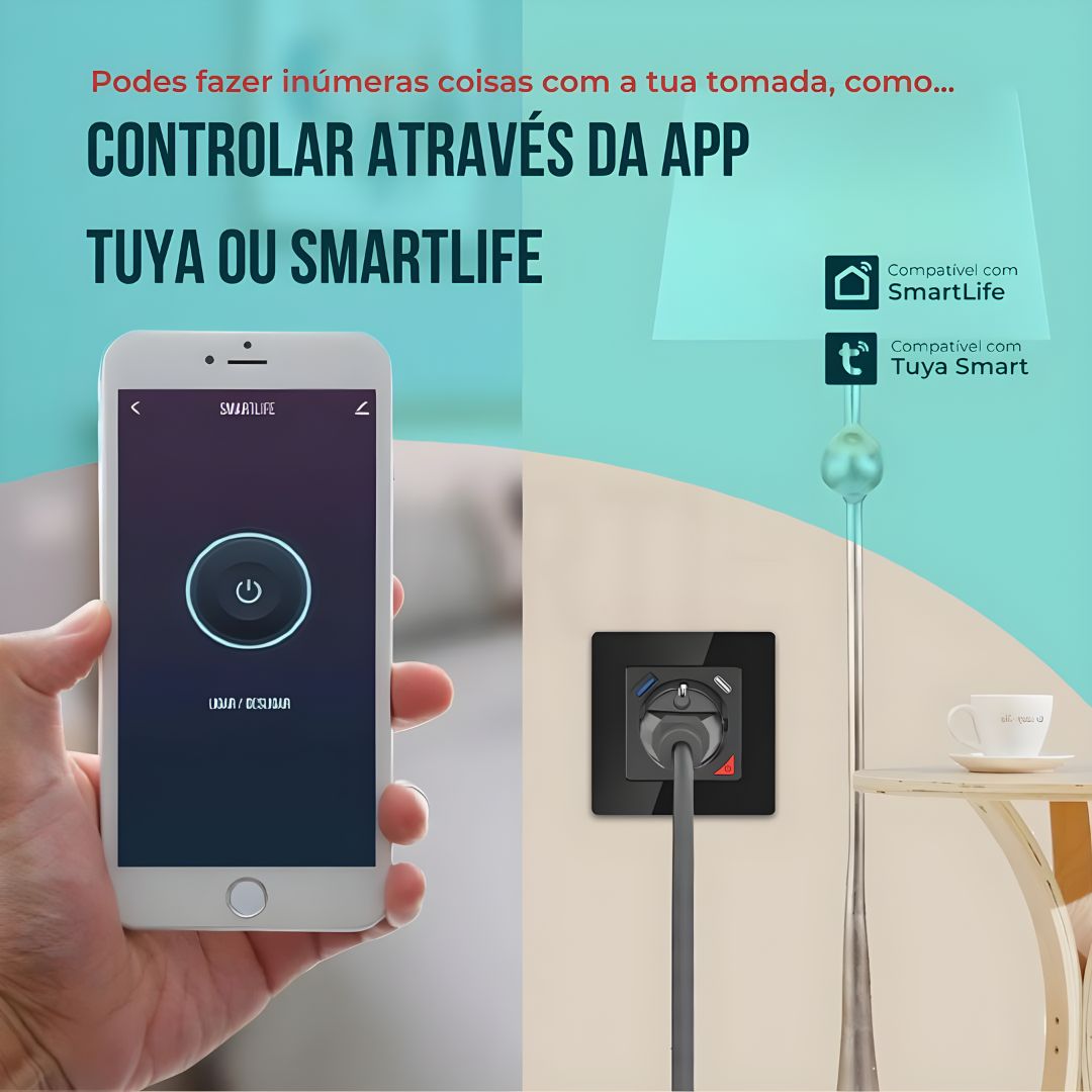 Tomada Inteligente Embutida 16A 3500W WiFi + USB-C e USB-A Smartify - Preto、mySite、fannypackpong
