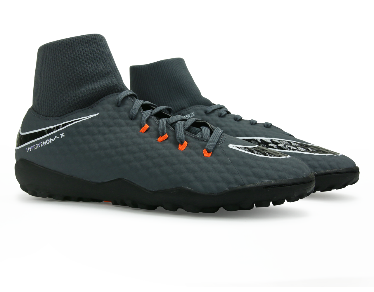 Nike Men's Hypervenom PhantomX 3 Academy Dynamic Fit Turf Soccer Shoes Dark Grey/Total Orange/White、mySite、noshort