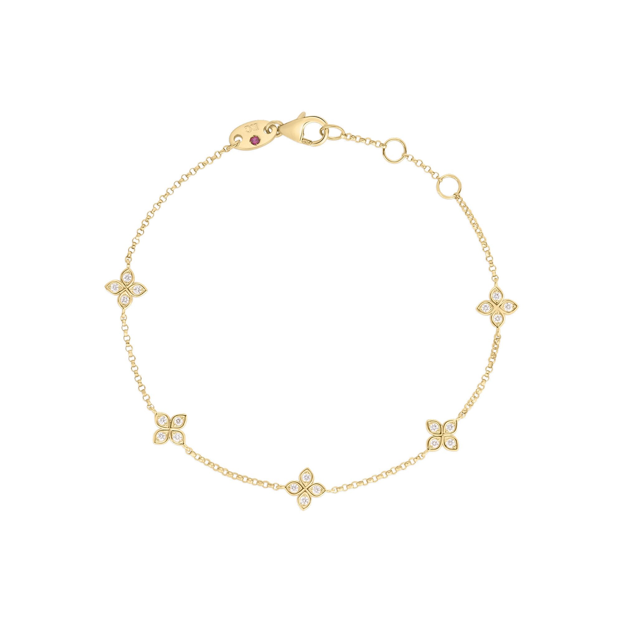 18K Yellow Gold Love By The Inch 5 Station Flower Bracelet、mySite、hinf8tx79