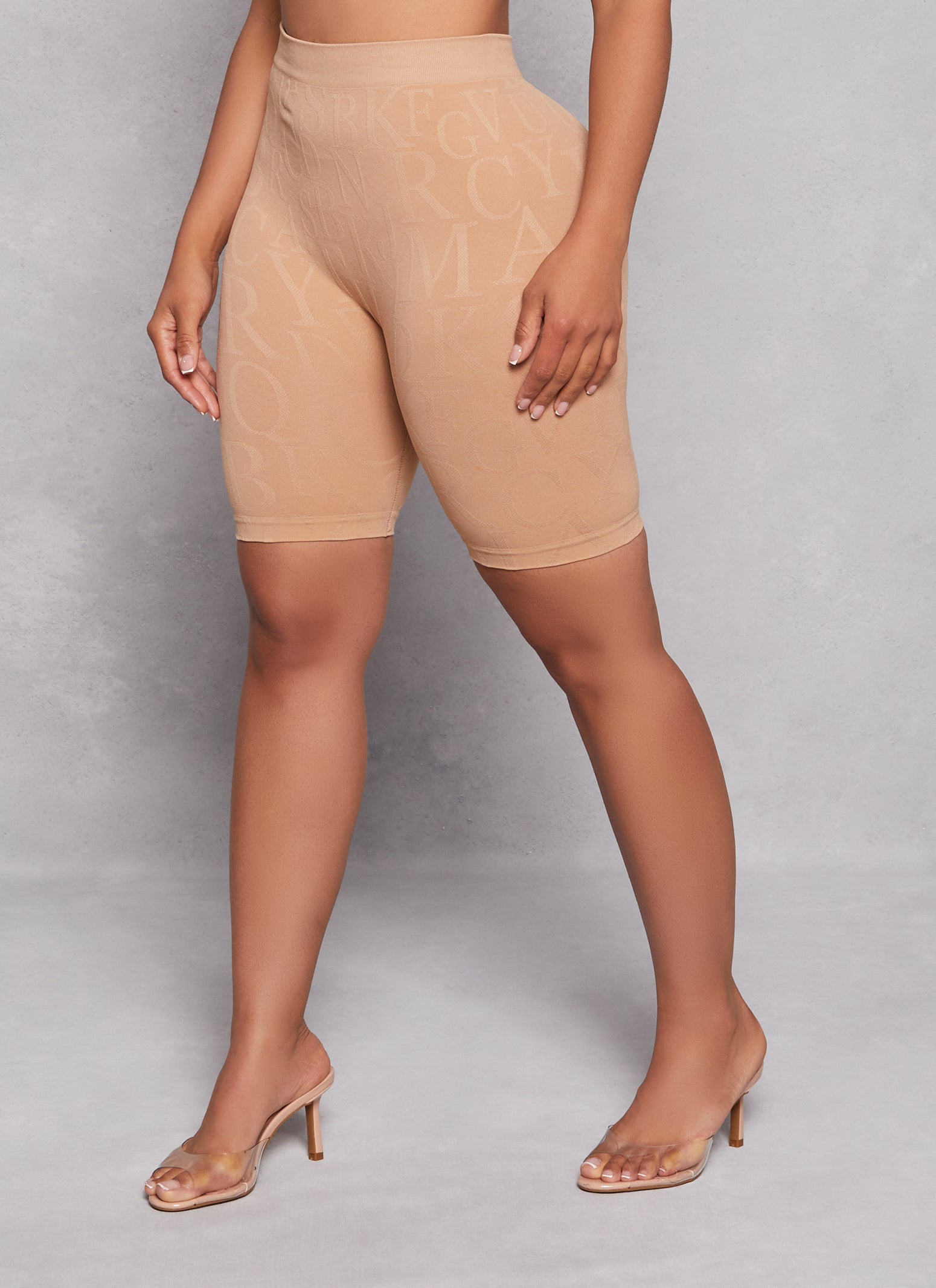 Alphabet Print Seamless Biker Shorts、mySite、camillekostekn