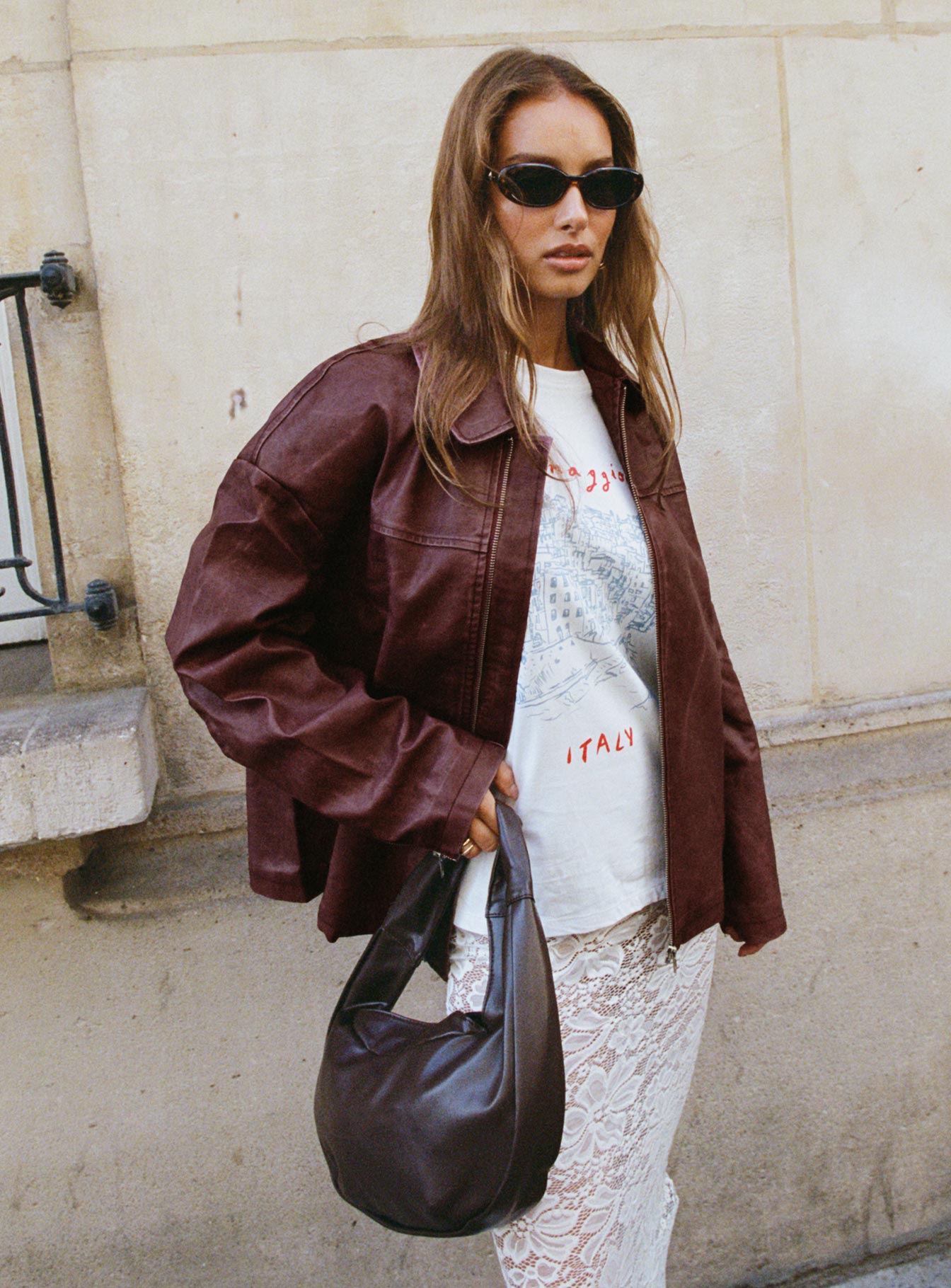 Napoleon Faux Leather Jacket Burgundy、mySite、solidvoid