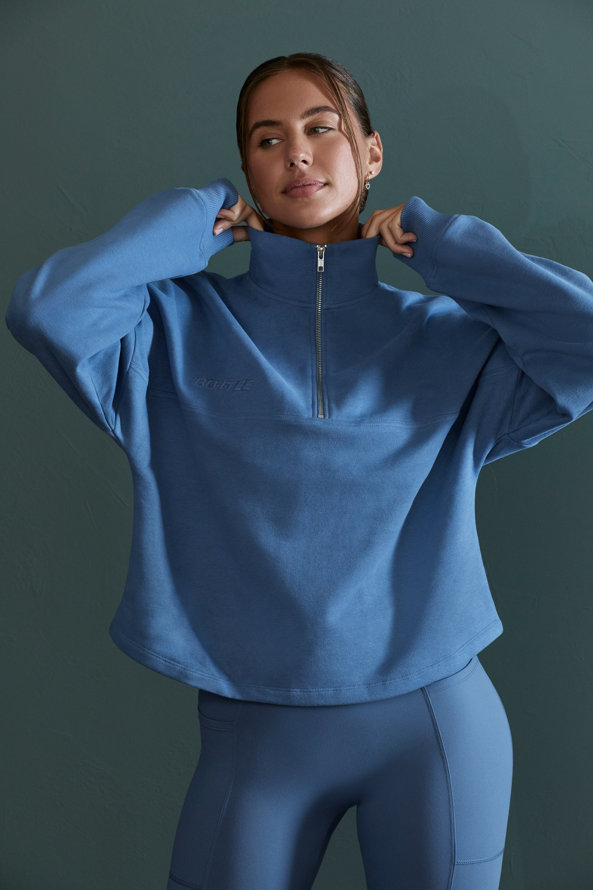  Oversized Half Zip Sweatshirt in Blue、mySite、sugarbowlscore