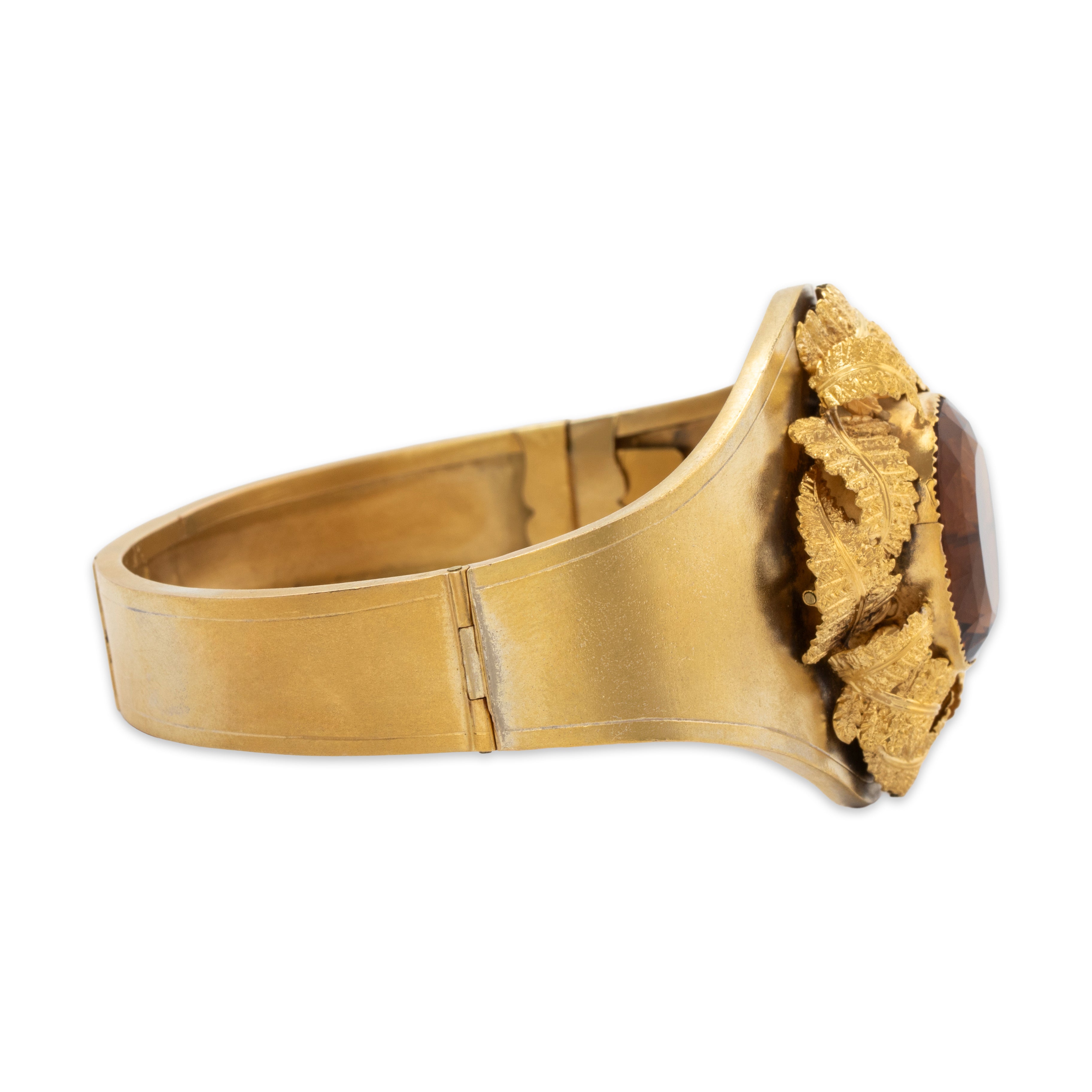 Antique Victorian 14k Yellow Gold 15.96ct Citrine Statement Hinged Bracelet 6.5、mySite、hinf8tx79