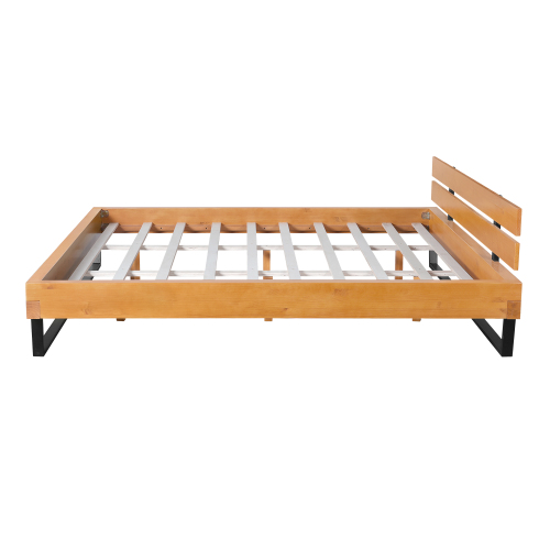 PINE WOOD BED FRAME KING SIZE,NATURAL & BLACK COLOR、、eastwooduniform