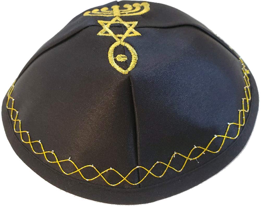 Holy Land Market Satin Kippah with Messianic Sign Embroidered、mySite、topwebapps