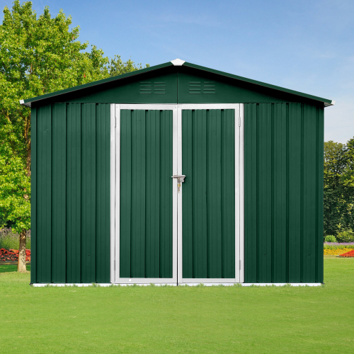 Metal garden sheds 8ft×6ft outdoor storage sheds Brown + Black、、eastwooduniform