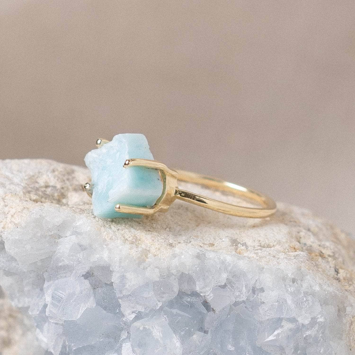Rare Genuine Larimar Raw Freeform Gold or Silver Ring、mySite、hinf8tx79