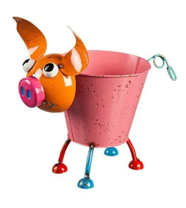Colorful Metal Pig or Rooster Planter 2 Asst、mySite、g9winljtr