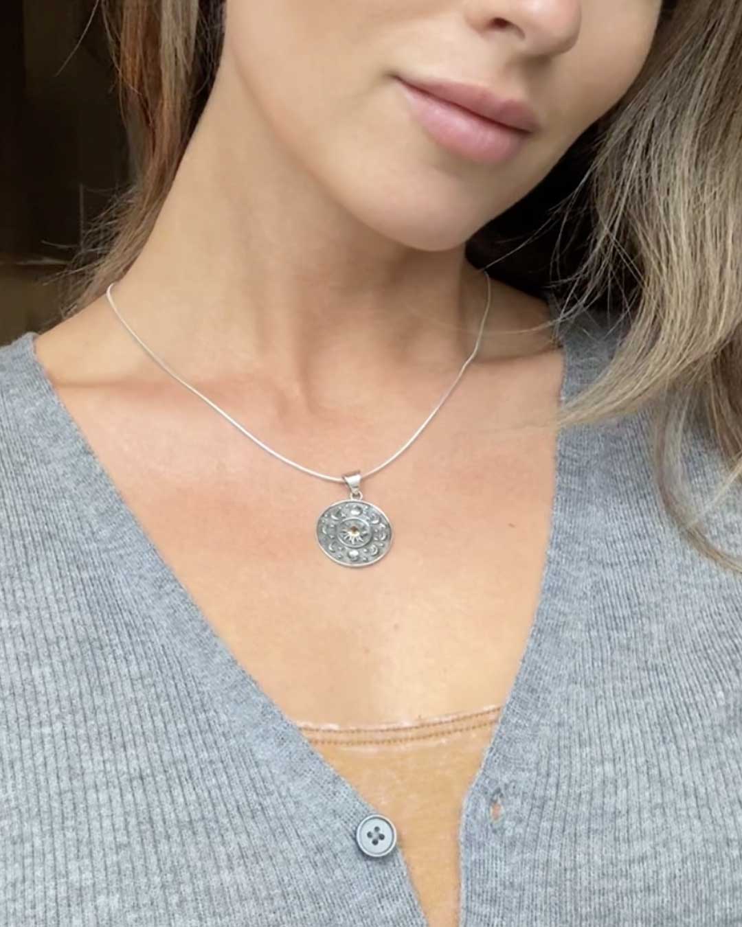 Sterling Silver Inspirational Celestial Pendant with Citrine、mySite、topwebapps