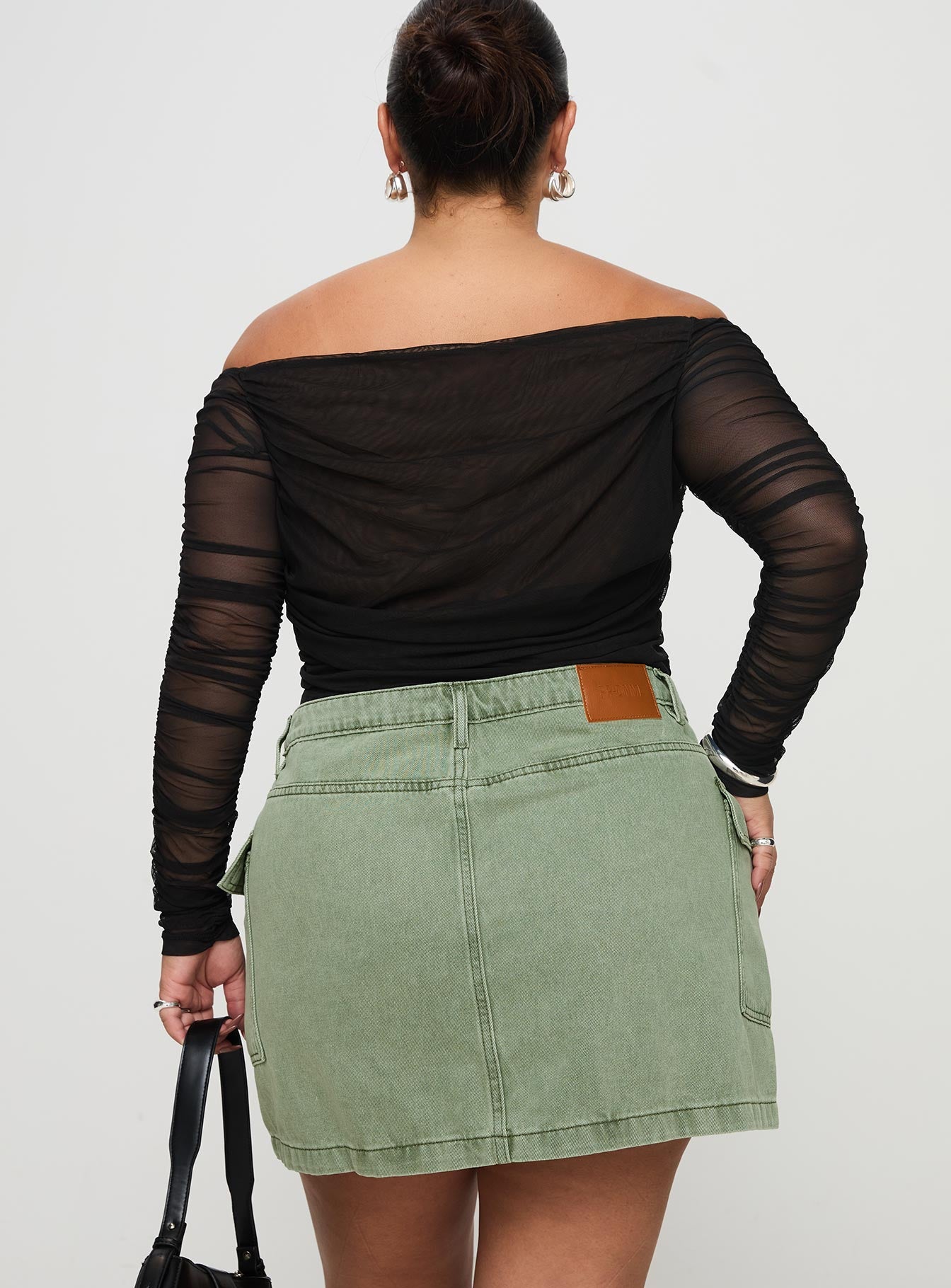 Zakai Cargo Denim Mini Skirt Green Curve、mySite、solidvoid