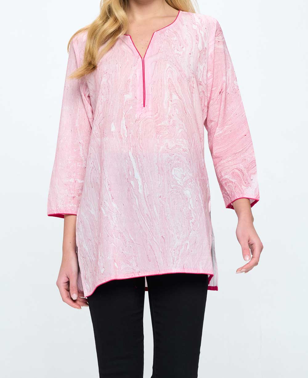 Pink Marble Print Soft Cotton Tunic Top、mySite、topwebapps