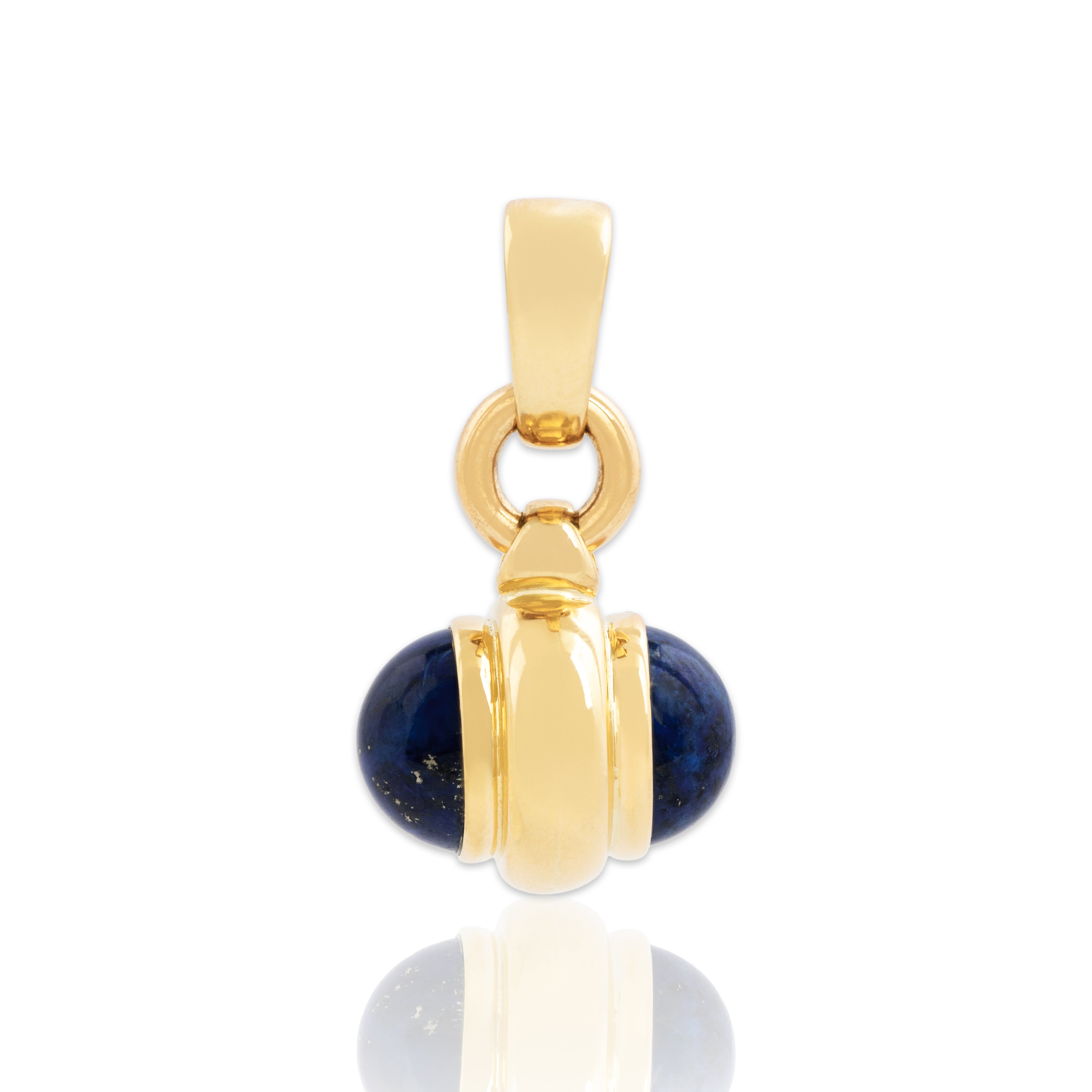 Vintage Heavy 18k Yellow Gold 11.5cttw Lapis Lazuli Cabochon Statement Pendant、mySite、hinf8tx79