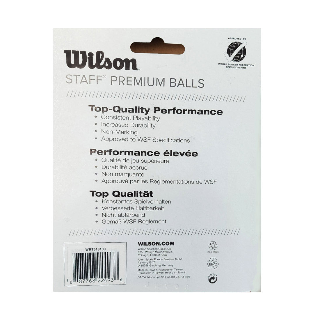 Wilson Staff Double Yellow Dot Squash Balls (3 Ball)