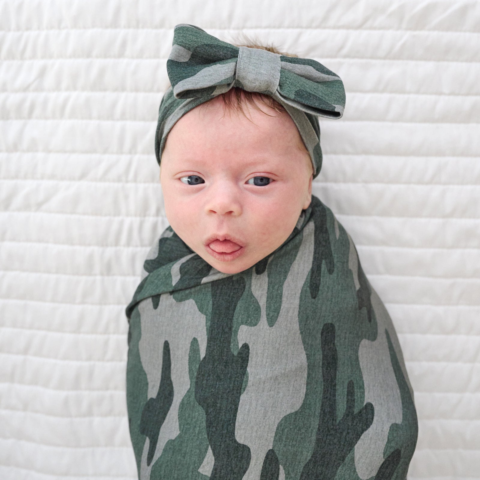  Vintage Camo Swaddle & Luxe Bow Headband Set、mySite、layawaytickets