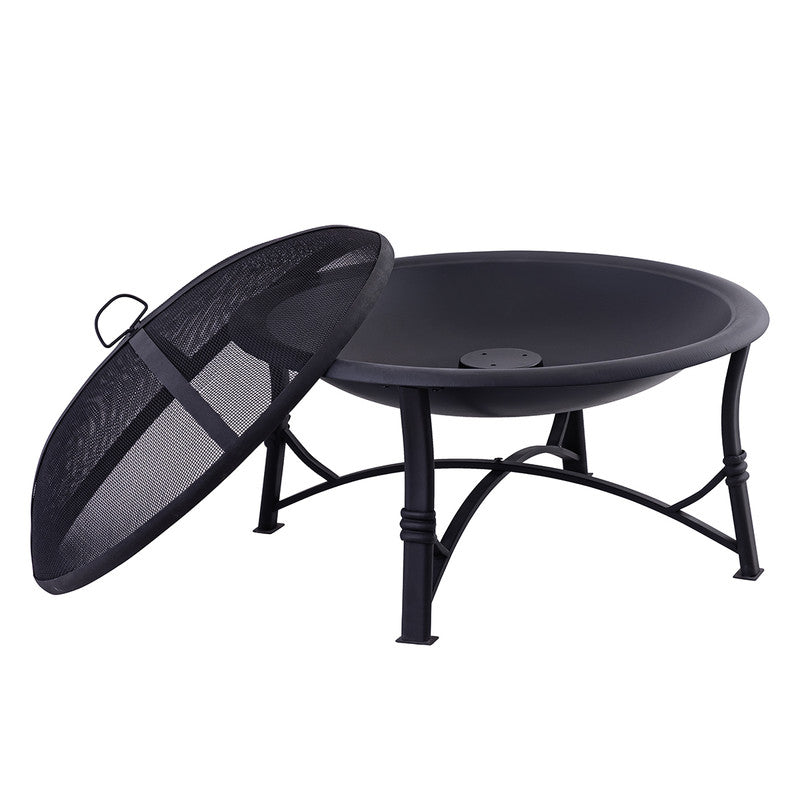 Iron Firepit With Lid | Round Design | Black、mySite、camillekostekn