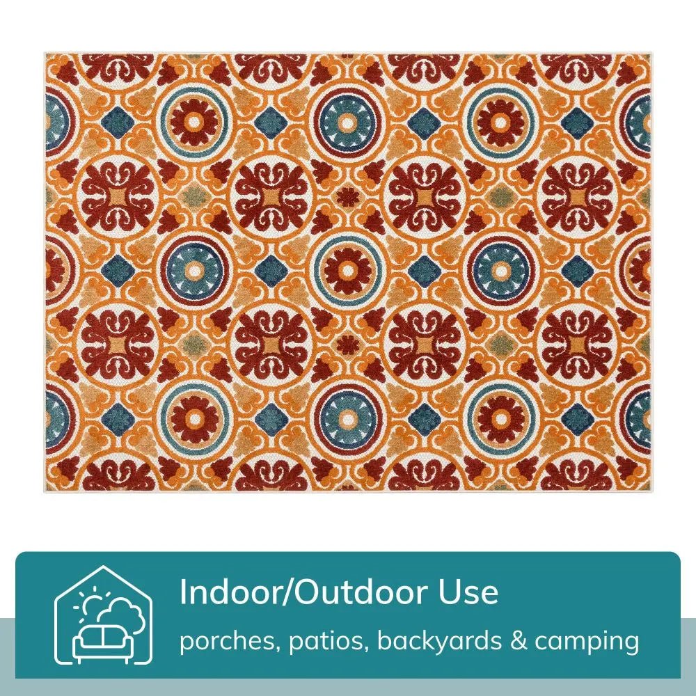 Audun Modern Geometric Indoor/Outdoor Red High-Low Rug、mySite、gigharbornorthrealestate