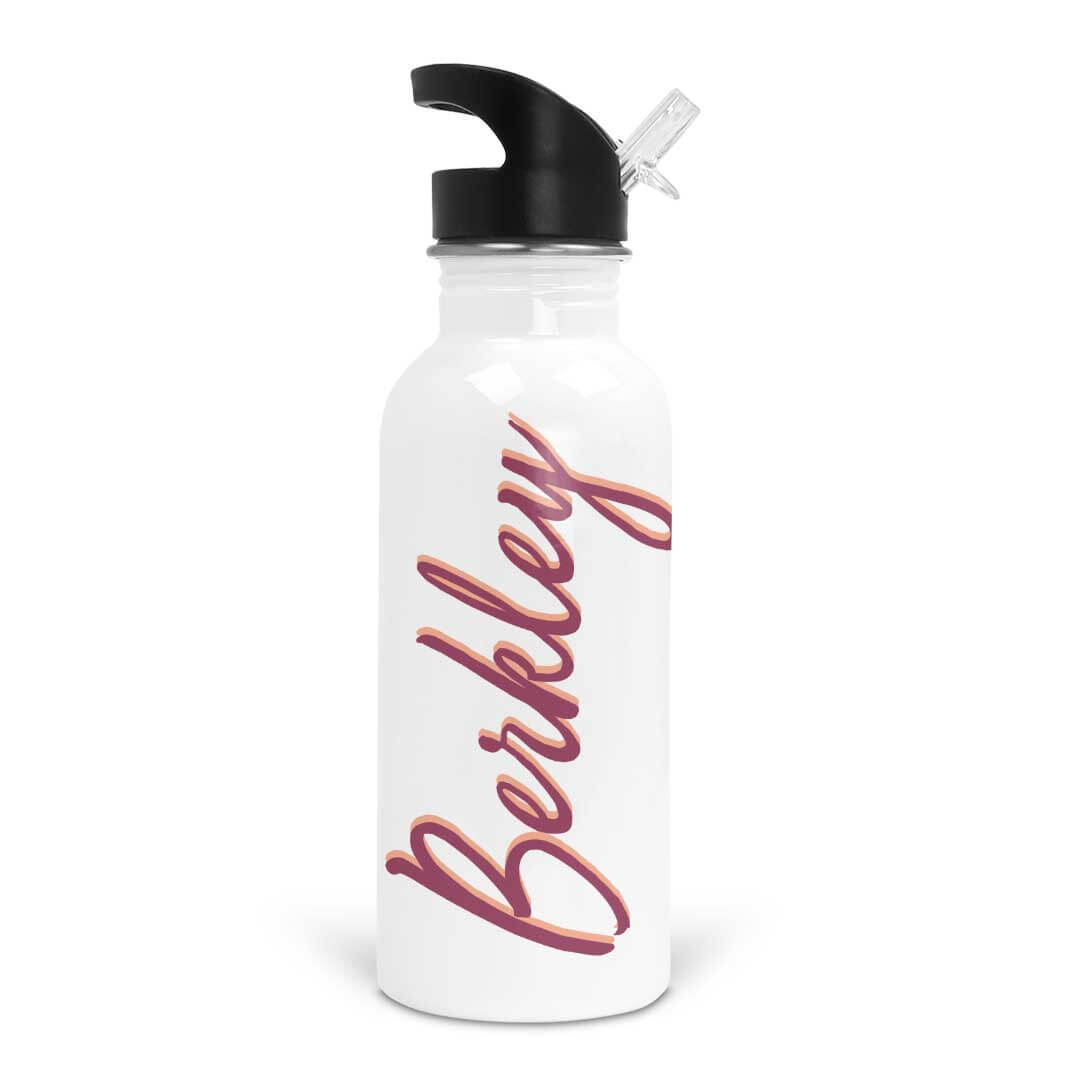  Wine & Peach Script Personalized Kids Water Bottle、mySite、layawaytickets