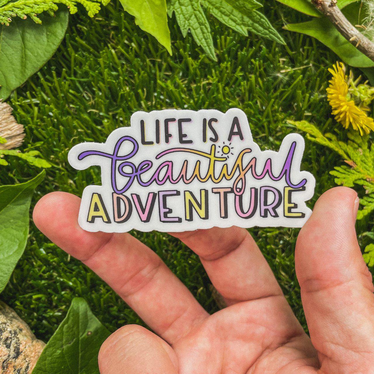  Life is a Beautiful Adventure Lettering Nature Sticker、mySite、elrpsem3k