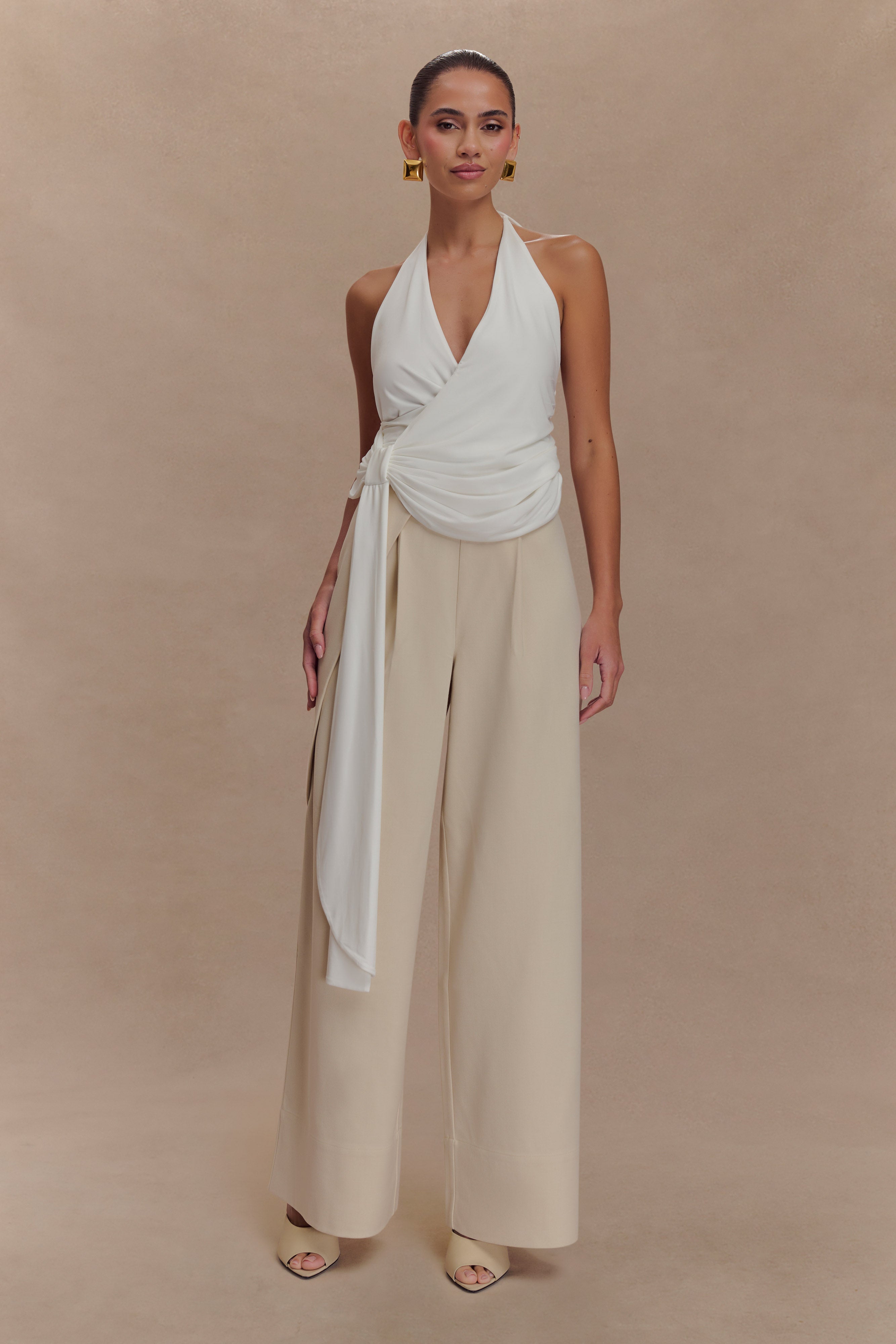 Mila Straight Leg Suiting Pant - Buttermilk、mySite、solidvoid