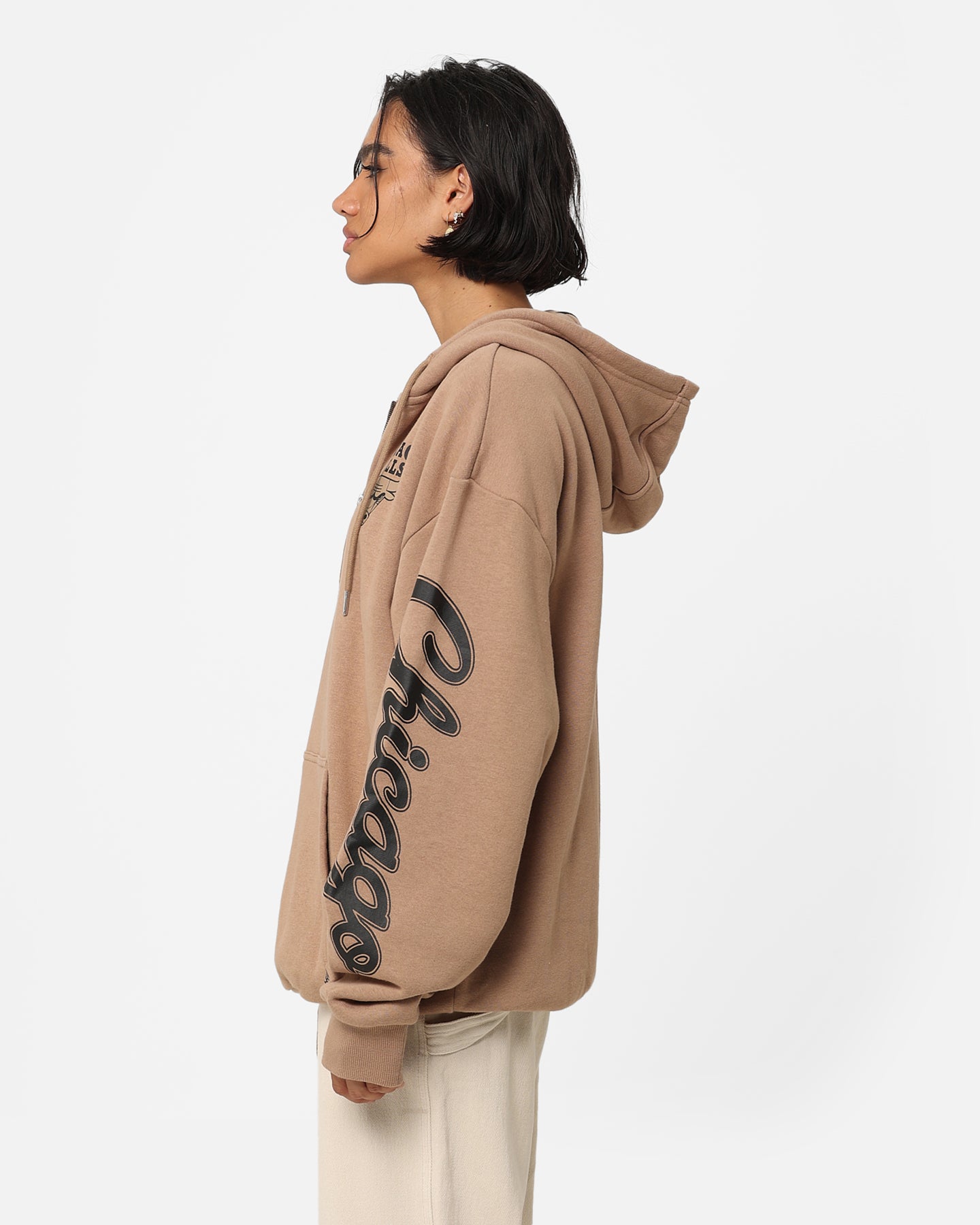 New Era Chicago Bulls Sleeve Script Hoodie Khaki/Black、mySite、zt4zffjzw