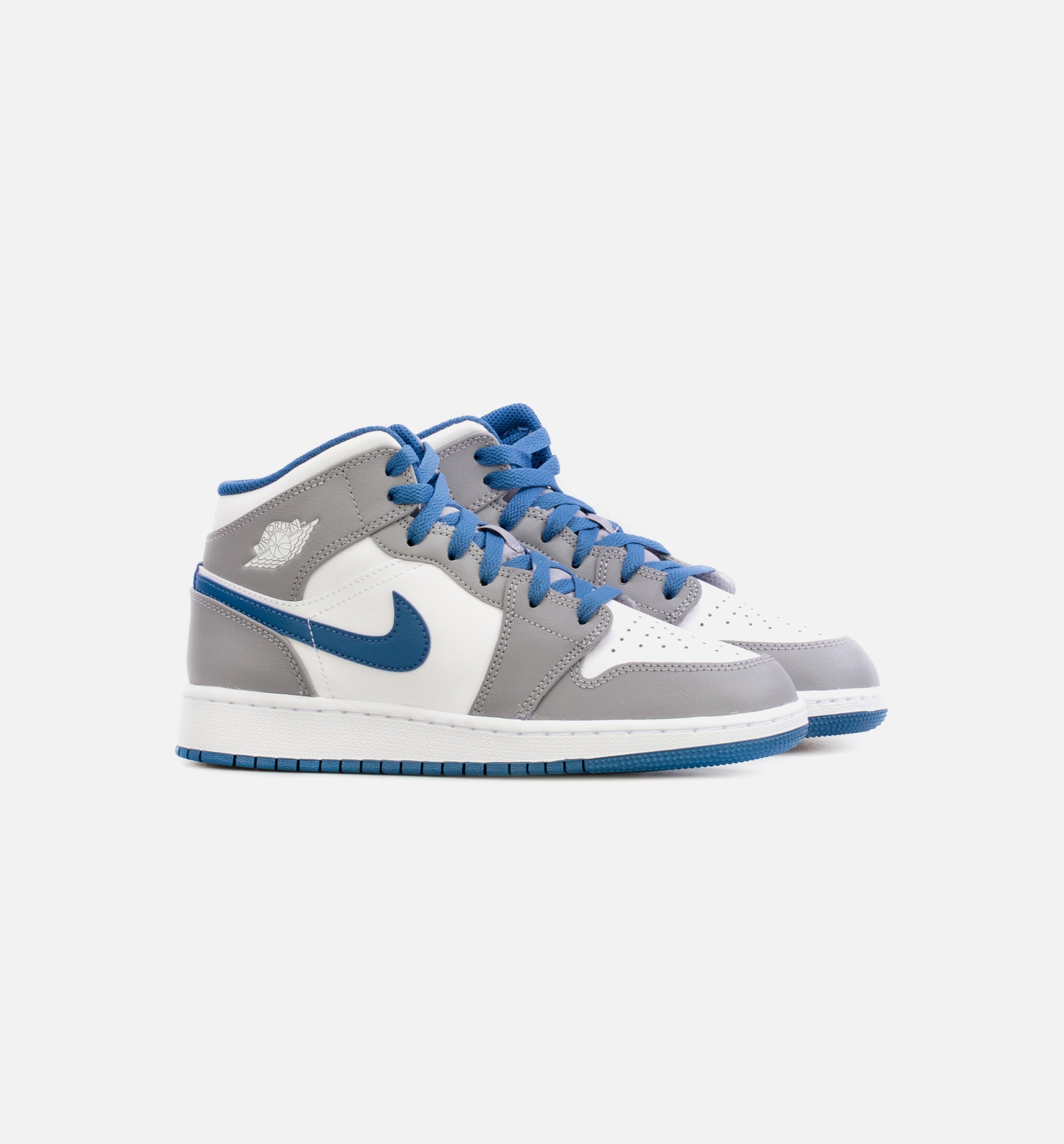 Air Jordan 1 Mid True Blue Grade School Lifestyle Shoe - Grey/Blue、mySite、dreamappss