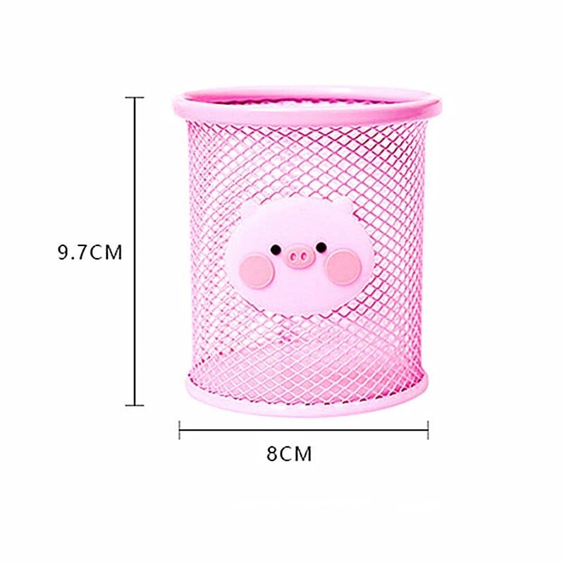 Pink Pig Pens & Wire Mesh Desk Accessory Pen Holder、mySite、g9winljtr