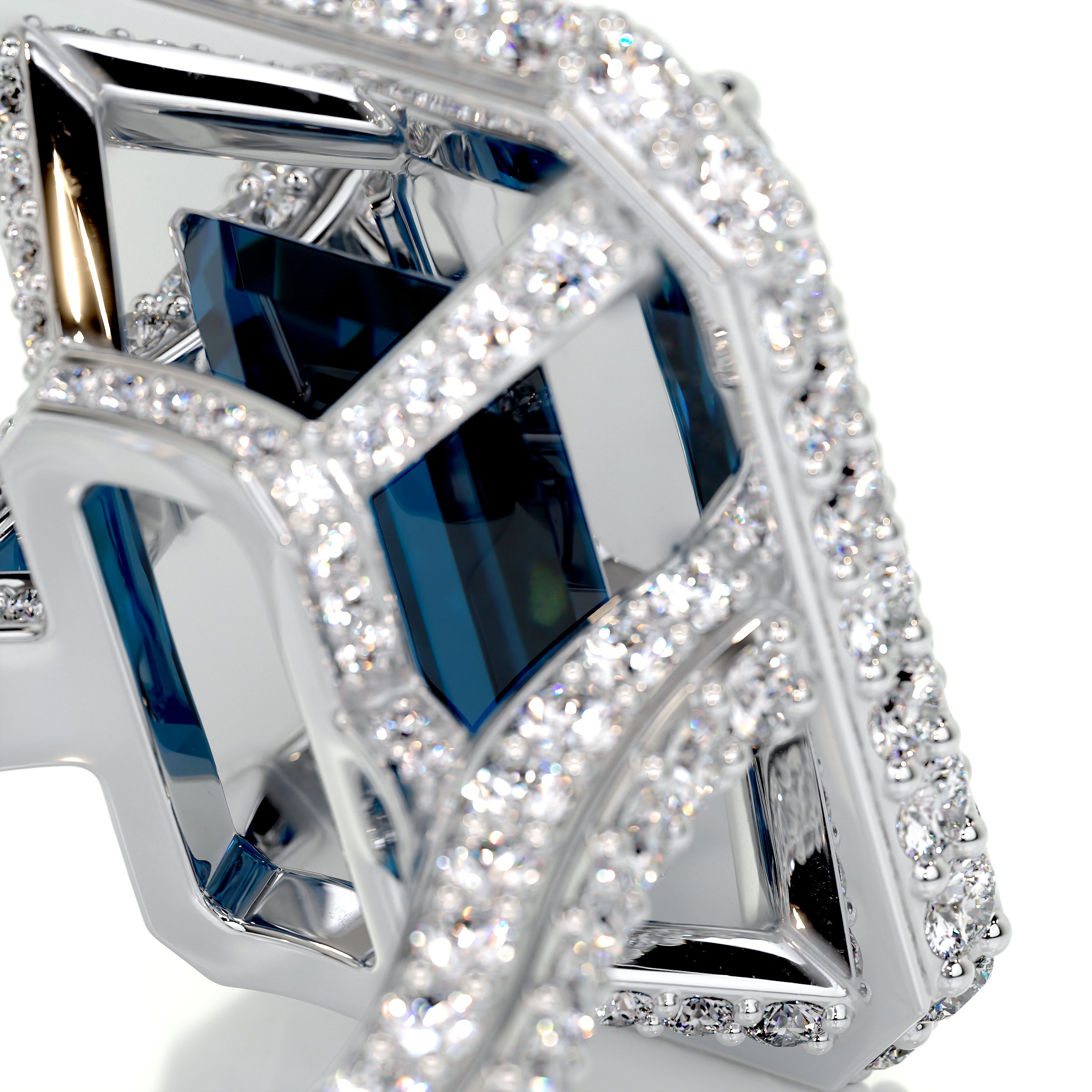 Mackenzie Gemstone & Diamonds Ring (12 Carat) -14K White Gold、mySite、hinf8tx79