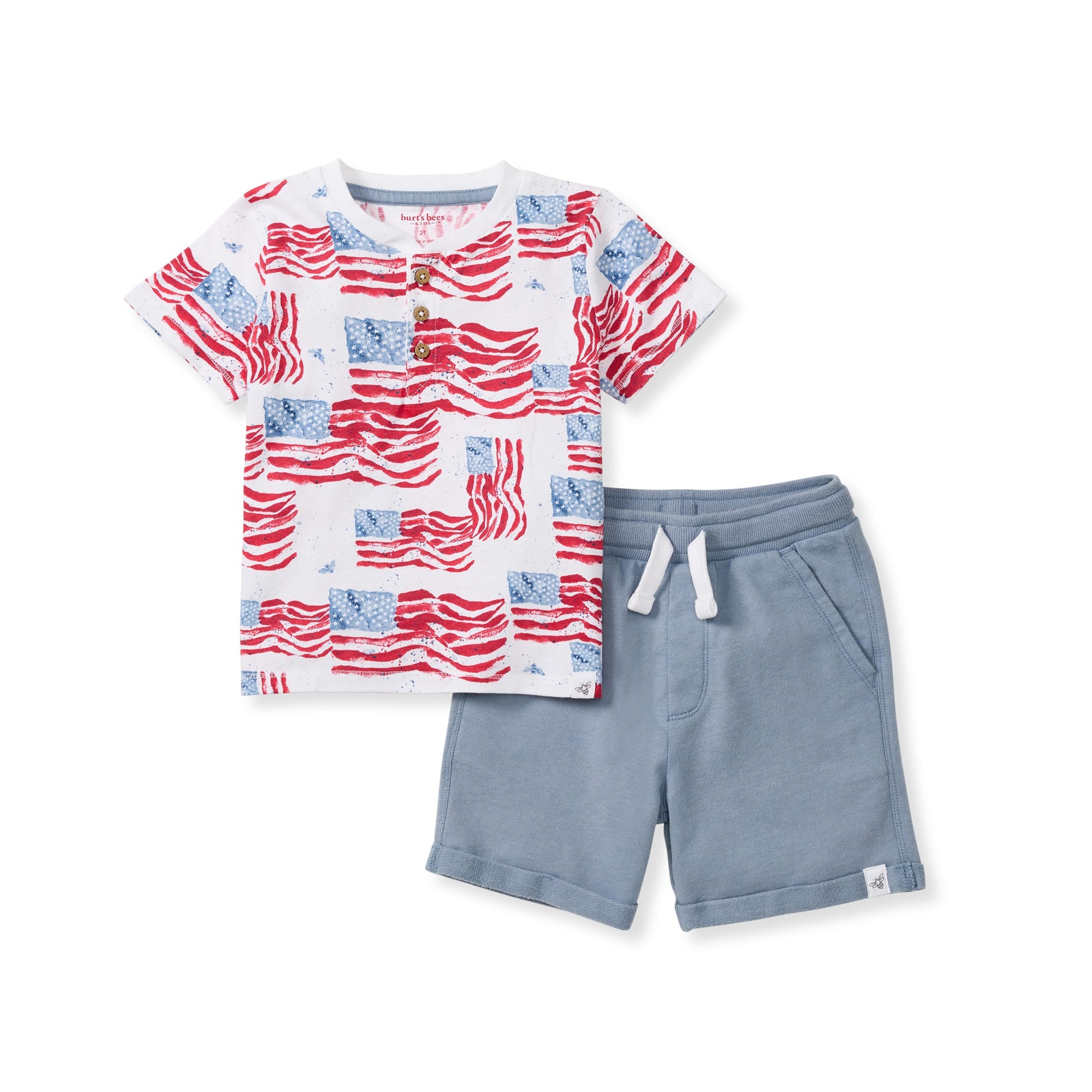 Majestic Flags Organic Cotton Boy Top & Shorts Set、mySite、g9winljtr