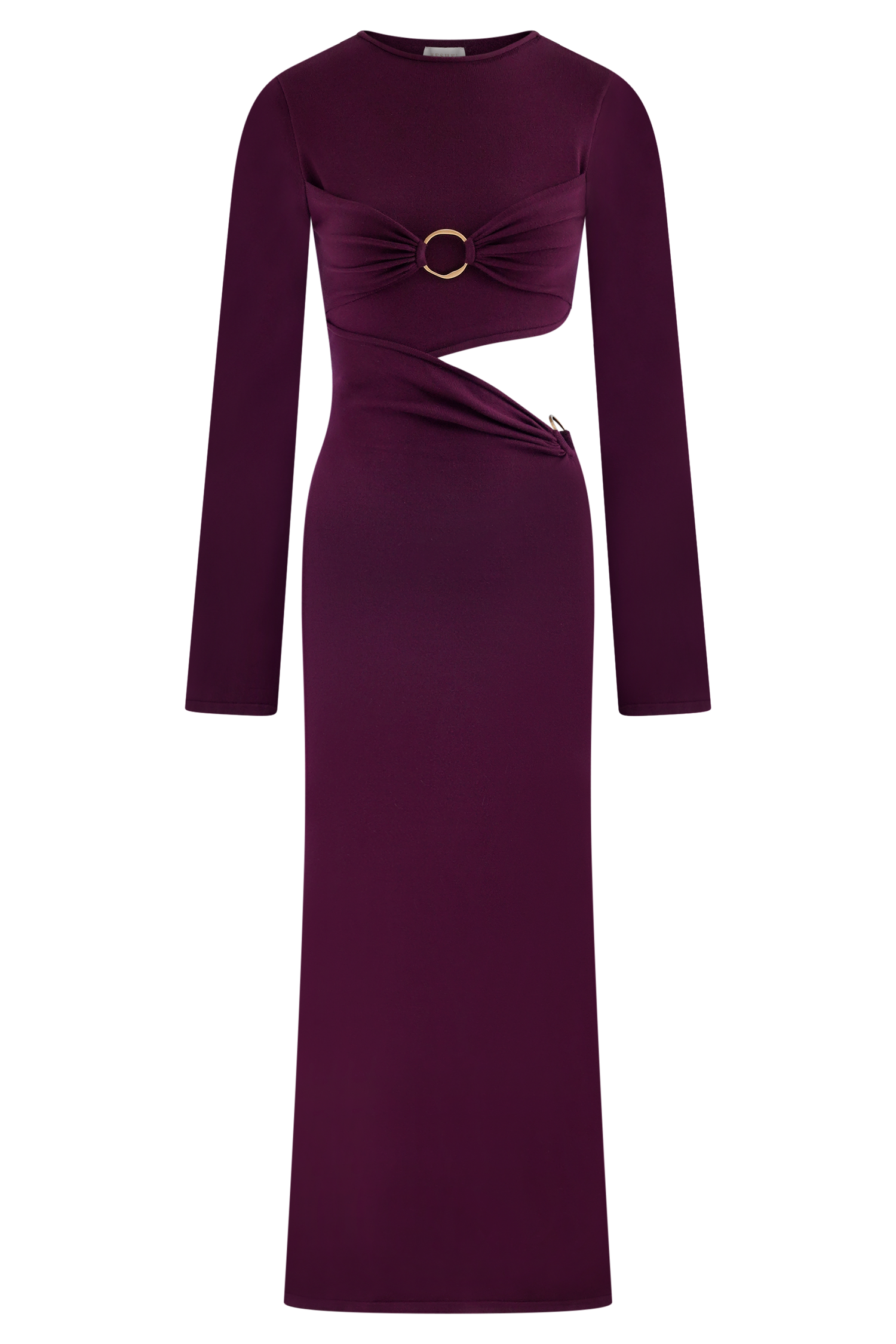 Azariah Long Sleeve Knit Midi Dress - Plum、mySite、solidvoid